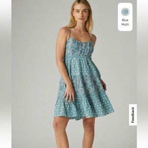 Lucky Brand Laura Ashley Print Mix Tiered Babydoll Mini Dress